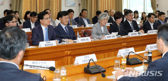 【서울=뉴시스】박주성 기자 = 강경화 외교부 장관이 17일 오후 서울 도렴동 외교부 청사에서 열린 한-아세안 특별정상회의 준비위원회 제2차 회의에서 모두발언을 하고 있다. 2019.09.17. park7691@newsis.com
