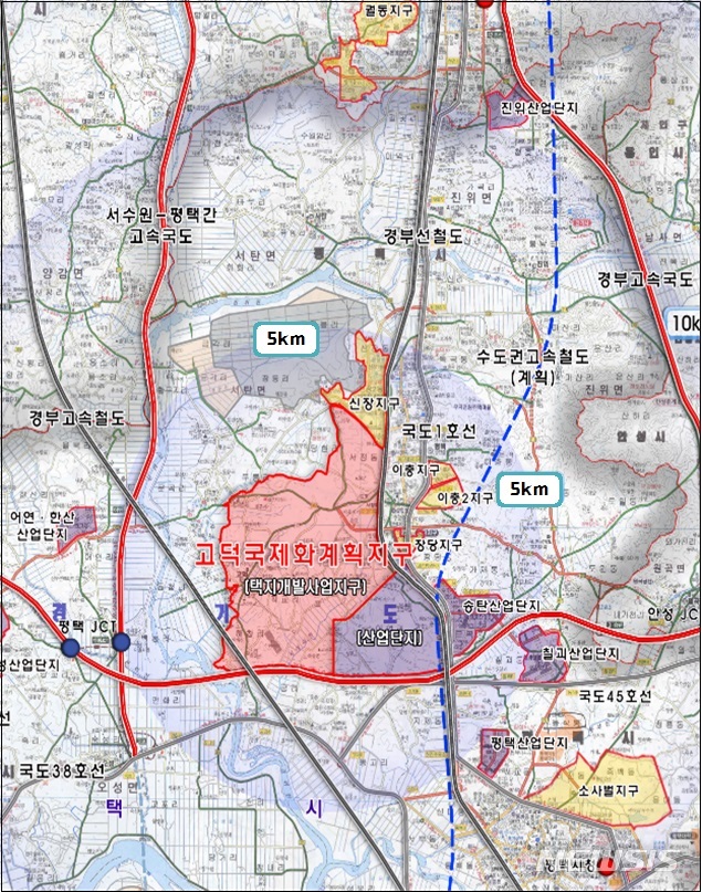 【수원=뉴시스】김경호 기자= 경기 평택 고덕국제신도시 위치도. 