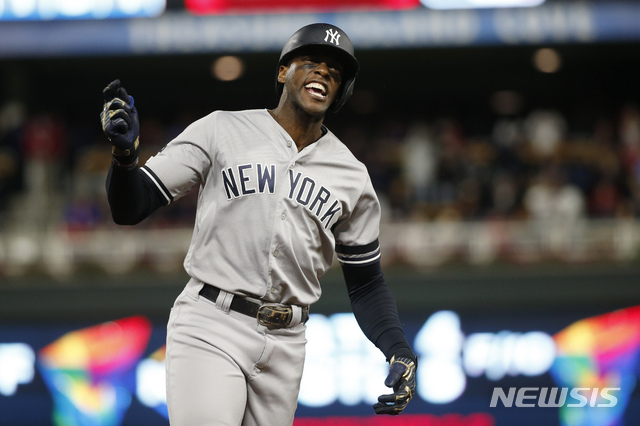 [미니애폴리스=AP/뉴시스]뉴욕 양키스 시절의 카메론 메이빈. 2019.10.08.