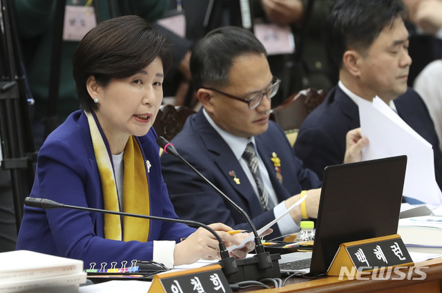 【서울=뉴시스】최진석 기자 = 백혜련 더불어민주당 의원이 17일 오전 서울 서초구 대검찰청에서 열린 국회 법제사법위원회의 대검찰청 2019 국정감사에서 자료요청 발언을 하고 있다. 2019.10.17.myjs@newsis.com