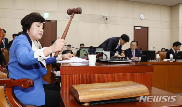 【서울=뉴시스】 장세영 기자 = 전혜숙 행정안전위원회 위원장이 22일 오전 서울 여의도 국회 행정안전위원회 회의실에서 열린 전체회의에 참석해 회의를 주재하고 있다. 2019.10.22.&nbsp; photothink@newsis.com