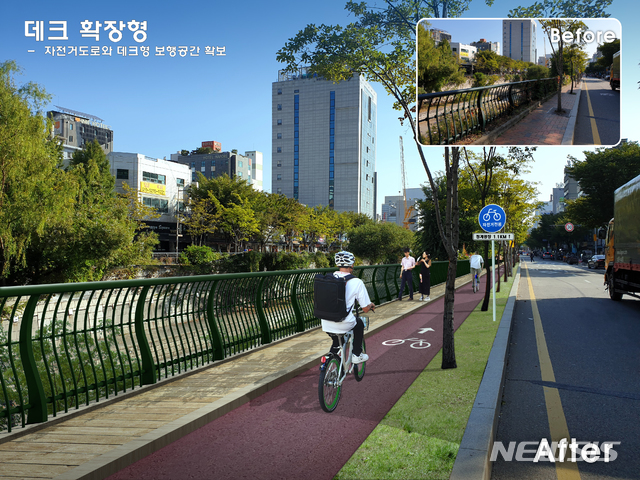 【서울=뉴시스】청계천로 자전거 전용도로 데크 확장형. 2019.10.27. (이미지=서울시 제공)