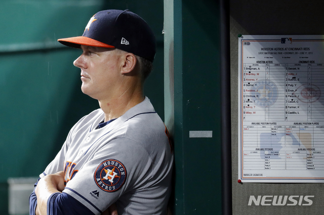 【신시내티=AP/뉴시스】 A.J.힌치 휴스턴 애스트로스 감독. 2019.06.17