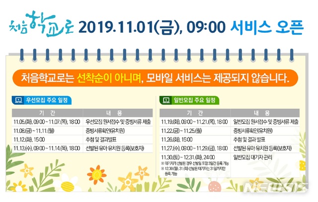【서울=뉴시스】유치원입학관리시스템 처음학교로 누리집 화면. 유치원들의 처음학교로 등록이 31일 마감된다.(사진=처음학교로 누리집 캡쳐) photo@newsis.com