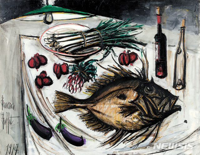 【서울=뉴시스】추정가 4억5000만~7억,베르나르 뷔페, French, oil on canvas,114×146cm, 1977, signed on the lower left,Still Life with Saint Pierre