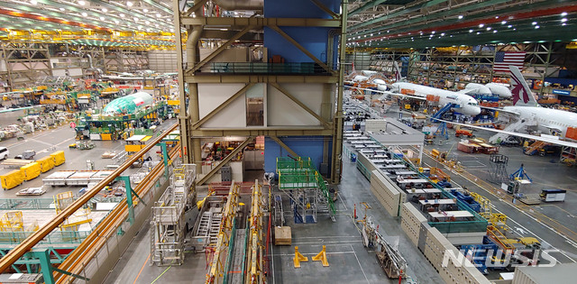 [에버렛=뉴시스] 미국 워싱턴주 에바렛에 있는 보잉 항공기 조립공장. 자료사진. mania@newsis.com
