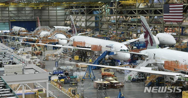 [에버렛=뉴시스] 공항사진기자단 = 미국 워싱턴주 에버렛에 있는 보잉 항공기 제작공장. 자료사진. 2019.11.11.&nbsp; photo@newsis.com