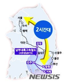 【창원=뉴시스】남부내륙고속철도(서부경남KTX) 노선도.(사진=뉴시스 자료사진)