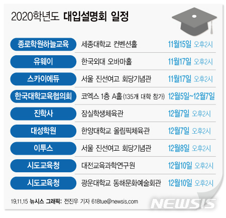 【서울=뉴시스】2020학년도 대입설명회 일정. (그래픽=전진우 기자) 618tue@newsis.com