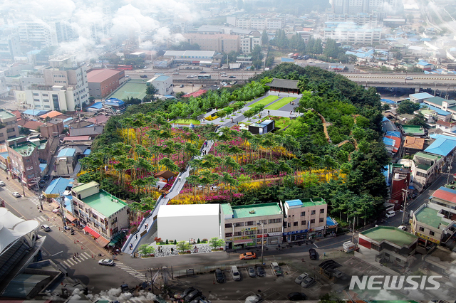[천안=뉴시스]이종익 기자 = 천안시가 '남산지구 도시재생 뉴딜사업' 일환으로 추진하는 남산공원 조감도. 뉴시스DB.