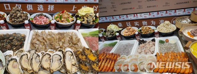 [칭다오=뉴시스] 칭다오의 해산물은 신선하고 씨알이 굵다. 석화 한 개가 성인 여자 손바닥 만 크기다.