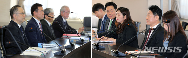 [도쿄(일본)=뉴시스]박주성 기자 = 이호현 산업통상자원부 무역정책국장과 이다 요이치(飯田陽一) 일본 무역관리 부장이 16일 오전 일본 도쿄 경제산업성에서 제7차 한일 수출관리정책대화를 진행하고 있다. (사진=산업통상자원부 제공). 2019.12.16.&nbsp; park7691@newsis.com 