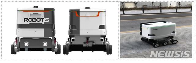 [서울=뉴시스]로보티즈의 실외 자율주행 로봇. (사진=산업통상자원부 제공)