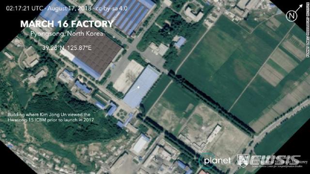 3월16일 군트럭 공장 2018년 8월17일 위성사진 <CNN 캡쳐>