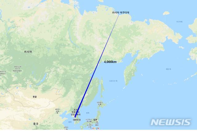 [의왕=뉴시스] 박석희 기자 = 큰 기러기 이동 경로.