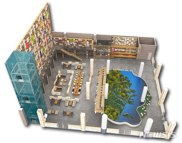  [부산=뉴시스] 허상천 기자 = 부산시 청사 1층 로비에 건립될 ‘부산시청열린도서관’ 조감도. 2019.12.26. (그래픽 = 부산시 제공) photo@newsis.com