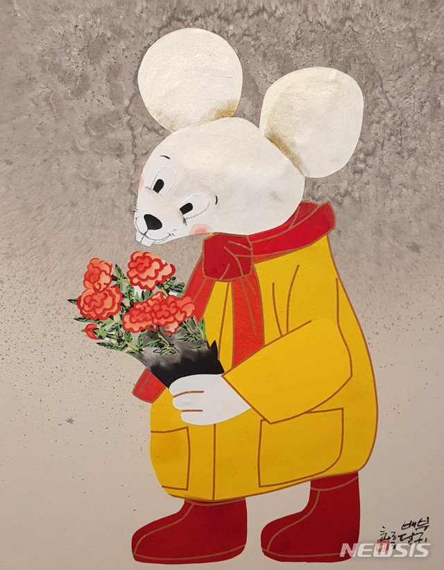 [서울=뉴시스] 김상철, 부귀배달, 65X90cm, 한지에 채색,  2019