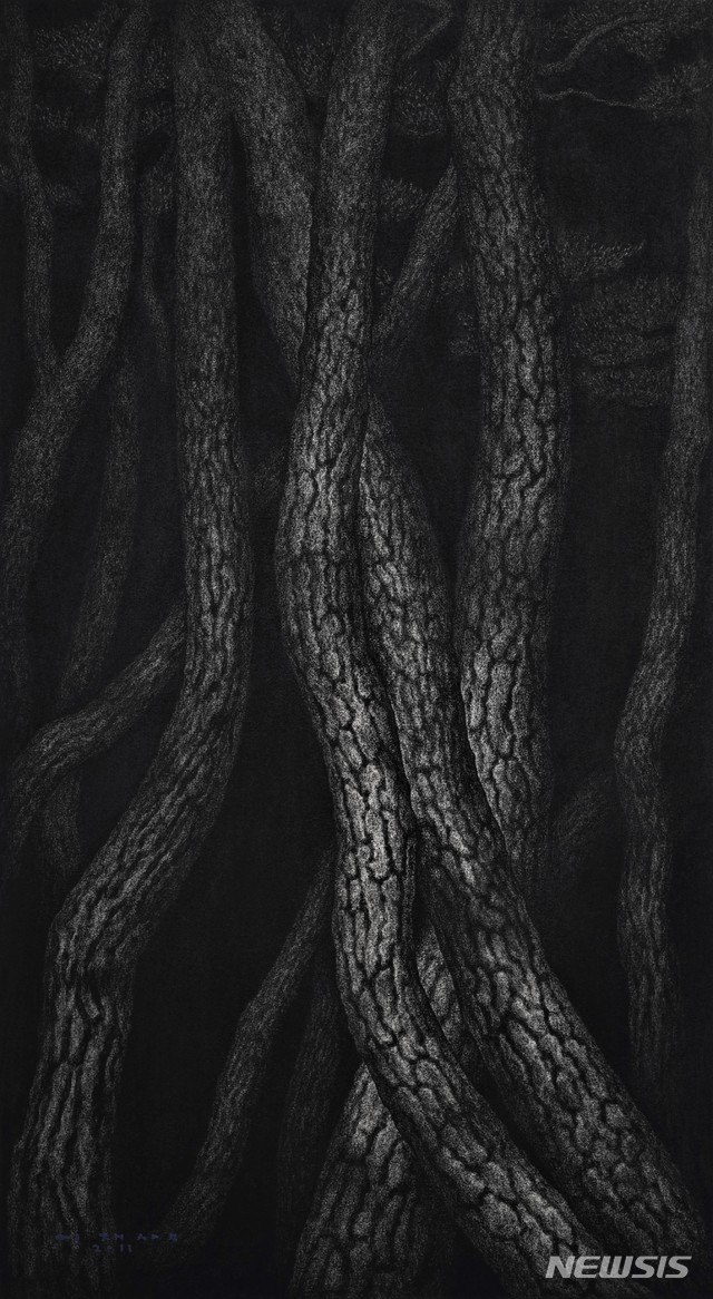 [서울=뉴시스] 달빛 MOONSCAPE, 162×90(cm), Charcoal on Canvas, 20117. 사진=갤러리그림손 제공. 2020.1.13.hyun@newsis.com