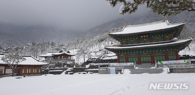 [산청=뉴시스] 산청 동의보감촌 설경.