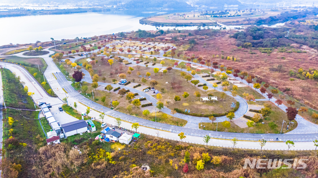  이포보 오토캠핑장 드론촬영 사진. (사진제공=여주도시관리공단)
