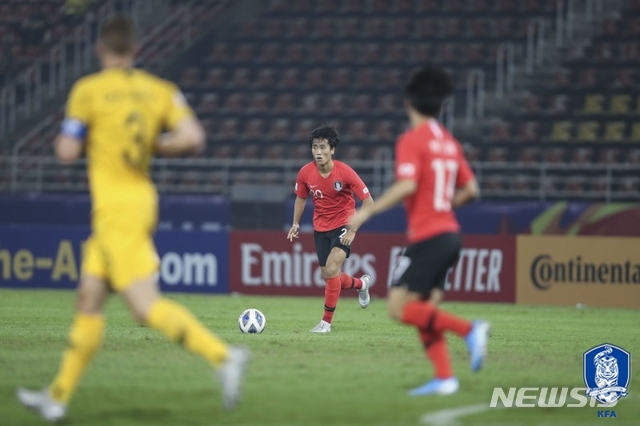 [서울=뉴시스]김학범호 원두재 (사진 = 대한축구협회 제공)