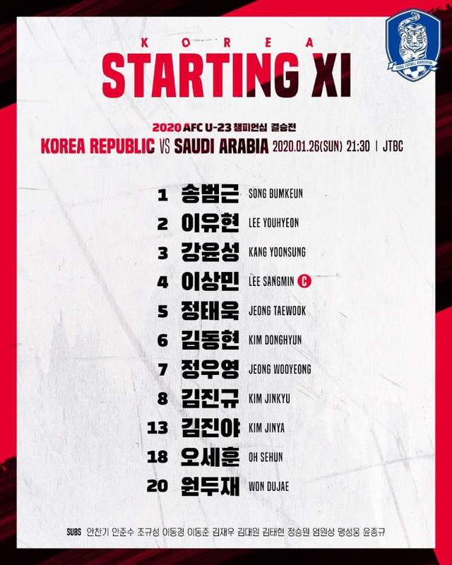 [서울=뉴시스]사우디아라비아전 출전 명단.(사진=대한축구협회 제공)