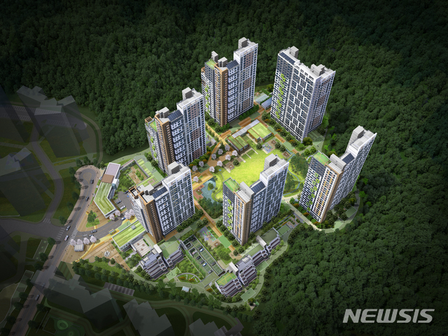 [안동=뉴시스] 도청 신도시 내 첫 공공 임대아파트 단지인 코오롱하늘채 조감도. (경북개발공사 제공) 2020.11.20