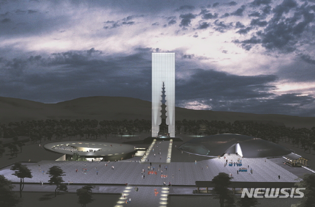 이타미 준이 공모전에 출품한 경주타워 야경투시도 