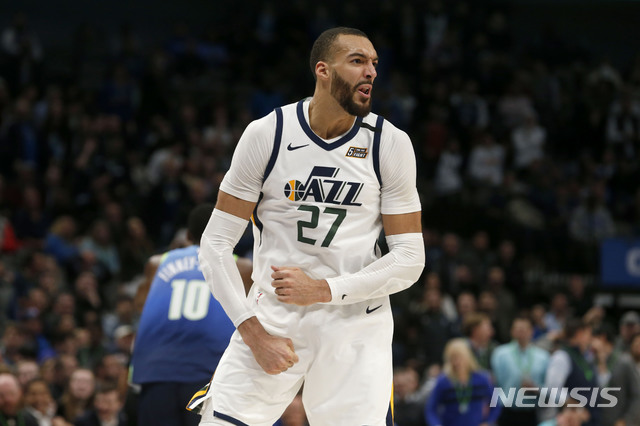 [댈러스=AP/뉴시스] 미국프로농구(NBA) 유타 재즈의 루디 고베어. 2020.02.10