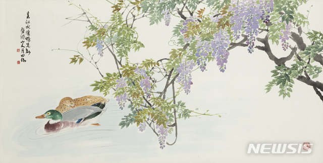 장우성 '등나무와 원앙'