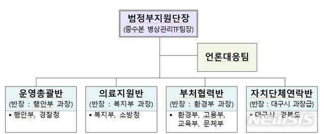 [서울=뉴시스]대구·경북 코로나19 대응 범정부특별대책지원단 조직도. 2020.02.20. (사진=중앙사고수습본부 제공) photo@newsis.com