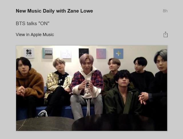 [서울=뉴시스] 방탄소년단 '뉴 뮤직 데일리 위드 제인 로' 출연 모습. (사진 = 애프뮤직 캡처) 2020.02.21. realpaper7@newsis.com 