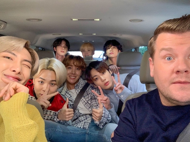 [서울=뉴시스] 방탄소년단_제임스 코든쇼 카풀 카라오케. (사진 = Terence Patrick CBS 제공) 2020.02.26. realpaper7@newsis.com 