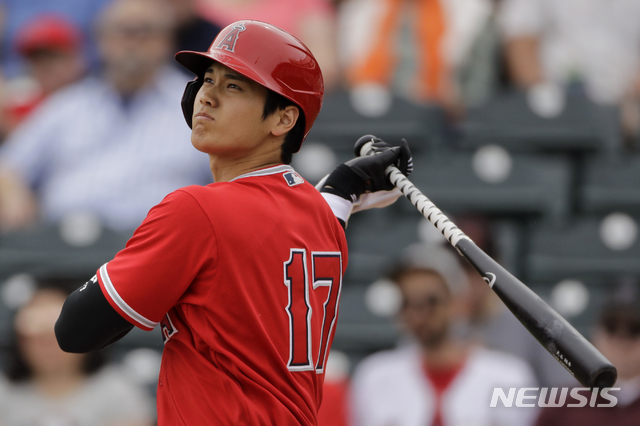 [템피=AP/뉴시스] 메이저리그(MLB) LA 에인절스의 오타니 쇼헤이. 2020.02.28