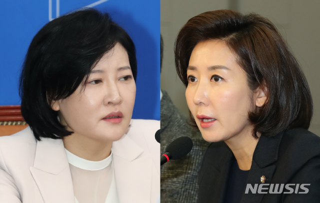 [서울=뉴시스] 더불어민주당 이수진 전 판사와 미래통합당 나경원 의원.