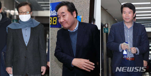 [서울=뉴시스] 장세영 기자 = 더불어민주당 이해찬 당대표, 이낙연 공동상임선거대책위원장, 이인영 원내대표가 8일 서울 여의도 국회에서 열린 더불어민주당 비공개 최고위원회의에 참석해 있다. 2020.03.08.&nbsp; photothink@newsis.com