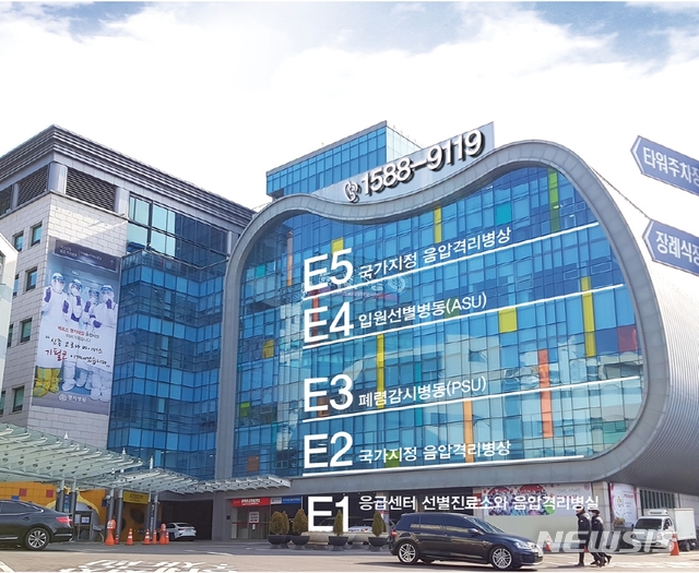 [세종=뉴시스] 명지병원 각 층별 운영 사항. (사진= 뉴시스 DB)