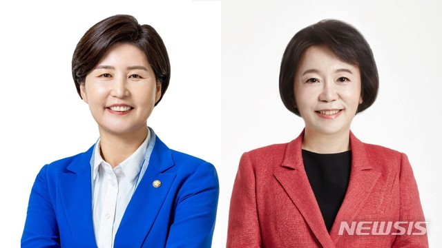 더불어민주당 백혜련 의원(왼쪽), 미래통합당 정미경 최고위원
