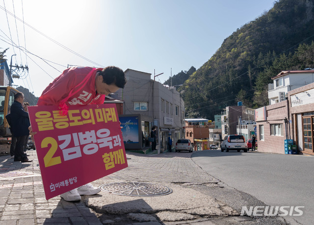 [포항=뉴시스] 강진구 기자 = 미래통합당 포항남·울릉 김병욱 국회의원 후보는 30일 오전 울릉군을 방문해 저동항 어판장을 시작으로 군청과 군의회, 소방서, 수협, 농협, 울릉청년회의소 등 울릉도 전역을 순회하는 미래 희망투어를 가졌다.(사진=김병욱 후보 선거사무소 제공) 2020.03.30.  photo@newsis.com