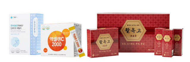 [서울=뉴시스] CMG제약 면역관리 제품. 왼쪽부터 신바이오패밀리, 엑셀렌C2000, 활옥고(사진=CMG제약 제공)