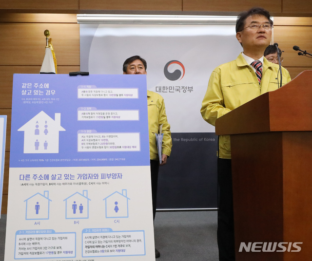 [세종=뉴시스]강종민 기자 = 윤종인 행정안전부 차관이 3일 오전 정부세종청사에서 소득 하위 70%를 대상으로 하는 재난지원금 지급기준을 발표하고 있다. 2020.04.03.&nbsp; ppkjm@newsis.com