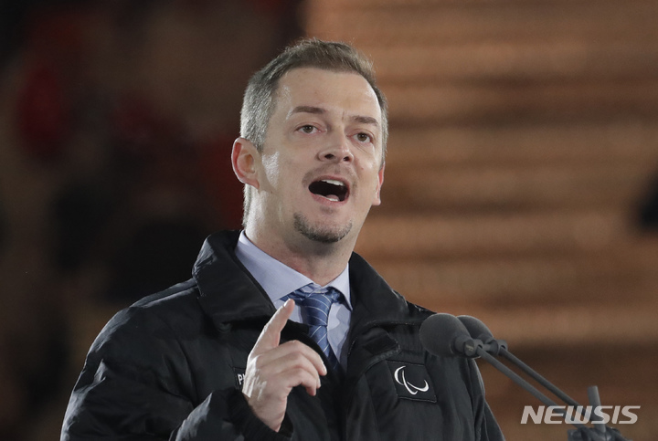 [평창=AP/뉴시스]앤드류 파슨스 국제패럴림픽위원회(IPC) 위원장. 2018.03.10.