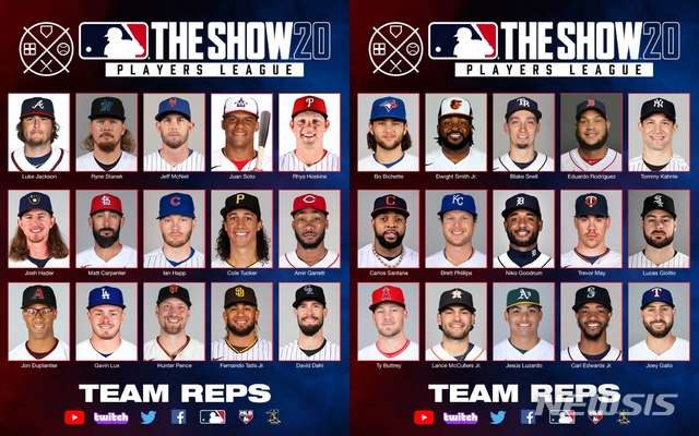 [서울=뉴시스] 메이저리그(MLB) 온라인게임 대회 'MLB 더 쇼'에 참가하는 선수들. (사진 = MLB 공식 트위터 캡처)