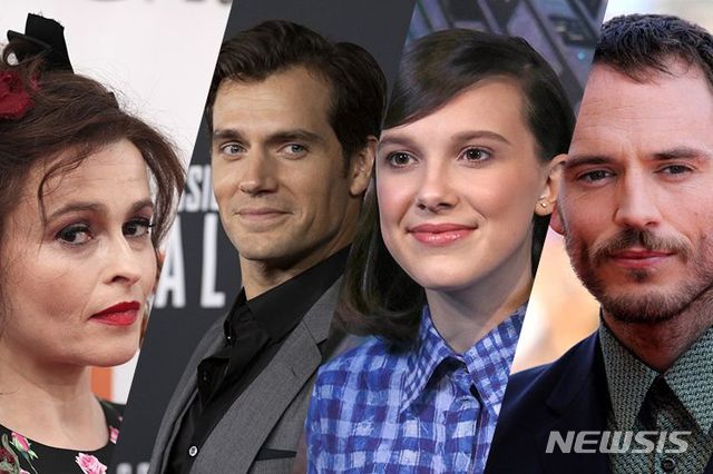 [서울=뉴시스]영화 '에놀라 홈즈' 시리즈 주연 배우들. 왼쪽부터 헬레나 본햄 카터, 헨리 카빌, 밀리 바비 브라운, 샘 라플린. (사진 = 북레시피 제공) 2020.04.28.photo@newsis.com