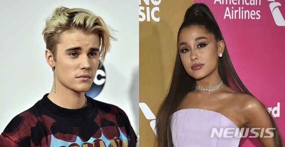 [서울=뉴시스]저스틴 비버(왼쪽), 아리아나 그란데(사진=뉴시스 DB)2020.05.03 photo@newsis.com