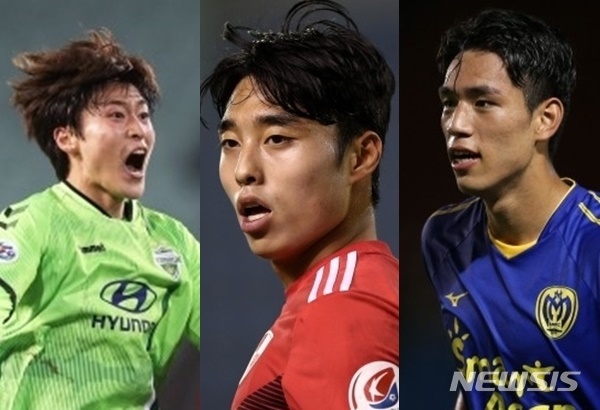 [서울=뉴시스] 2020시즌 K리그 영플레이어상 후보 조규성(왼쪽부터), 이동준, 오세훈. (제공=프로축구연맹)