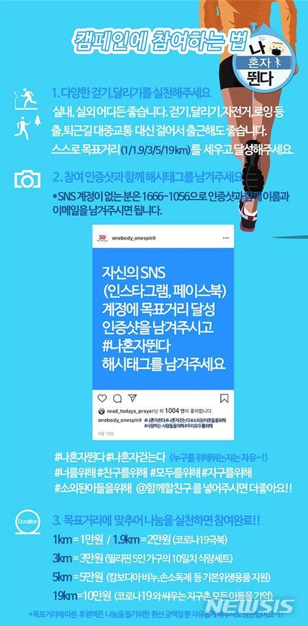 [서울=뉴시스]천주교 서울대교구 한마음한몸운동본부는 특별모금 동참을 독려하기 위한 '#나혼자뛴다 캠페인'을 진행하고 있다.(사진=천주교 서울대교구 제공)2020.05.08 photo@newsis.com