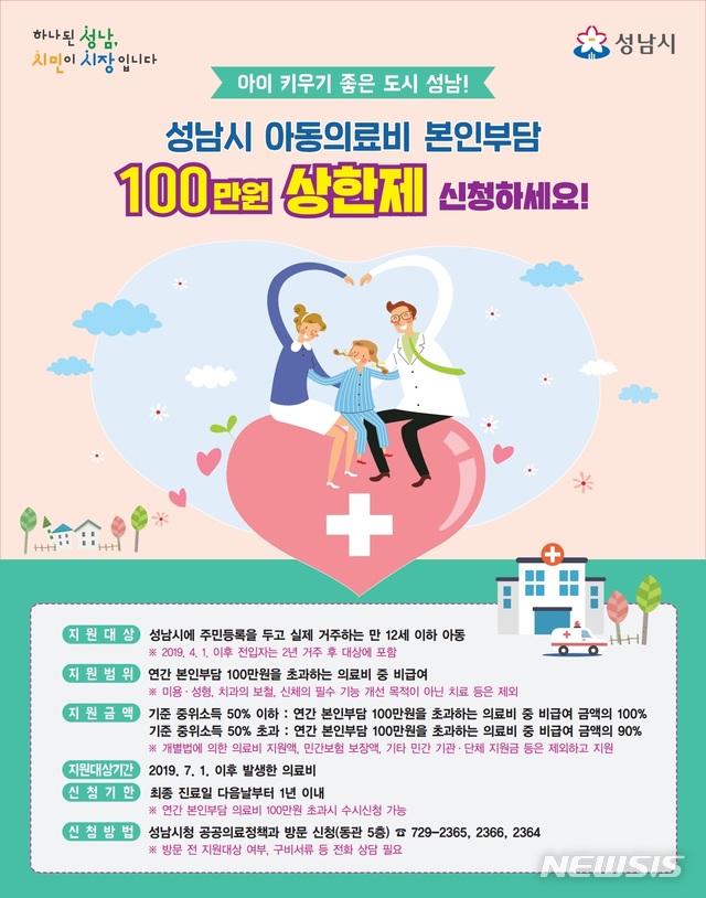 아동의료비 본인부담 100만원 상한제 안내 리플릿.