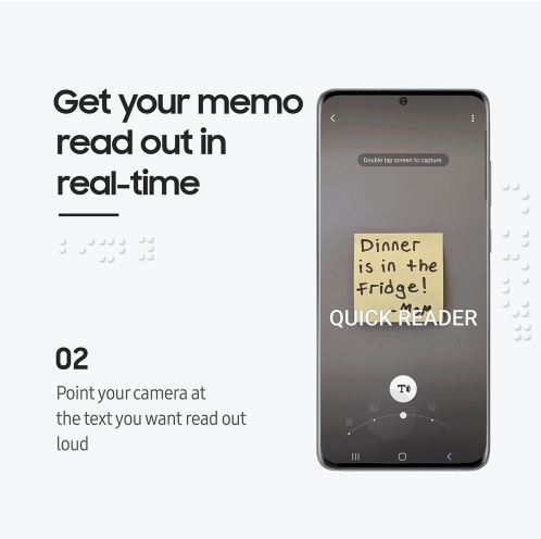 [서울=뉴시스] ‘삼성전자 빅스비 비전(Bixby Vision)’은 스마트폰 카메라를 활용해 더 많은 주변 환경 정보를 확인할 수 있게 하는 것을 목표로 한다. 새로운 접근성 기능인 바로 읽어주기(Quick Reader), 장면 해설(Scene Describer), 색상 감지(Color Detector)가 대표적이다. 사진 삼성전자