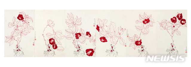 [청주=뉴시스] 인진연 기자 = 청주교육대학교 미술영재센터는 하은영 작가 초대전을 6월 1일부터 교내 미술관 전시실에서 개최한다. 사진은 '프레임 - 우리는 모두 꽃이었다' 삼합장지에 선묘채색화. (사진=청주교대 제공) 2020.05.27photo@newsis.com